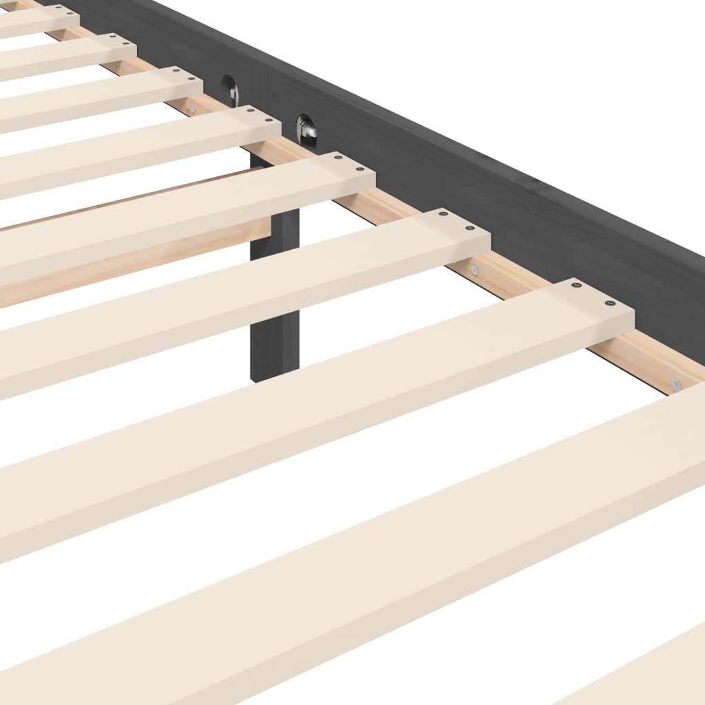 Estrutura cama de solteiro c/ cabeceira madeira maciça cinzento