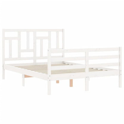 Estrutura de cama com cabeceira 140x190cm madeira maciça branco