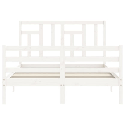 Estrutura de cama com cabeceira 140x190cm madeira maciça branco