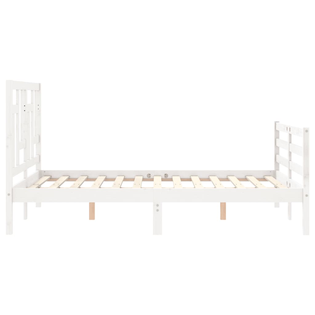 Estrutura de cama com cabeceira 140x190cm madeira maciça branco