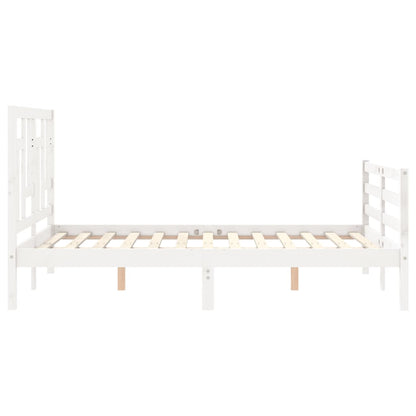 Estrutura de cama com cabeceira 140x190cm madeira maciça branco