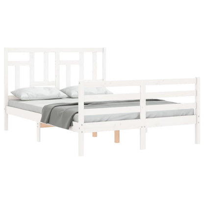 Estrutura de cama com cabeceira 120x200cm madeira maciça branco