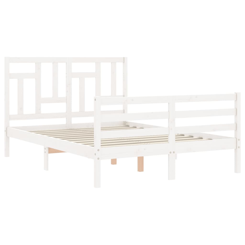 Estrutura de cama com cabeceira 120x200cm madeira maciça branco