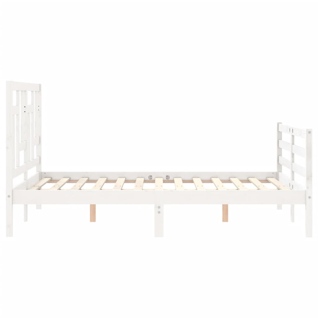 Estrutura de cama com cabeceira 120x200cm madeira maciça branco