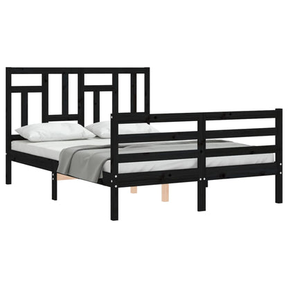 Estrutura de cama com cabeceira 120x200cm madeira maciçao preto