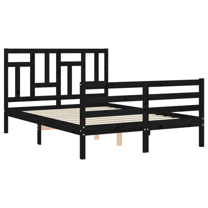 Estrutura de cama com cabeceira 120x200cm madeira maciçao preto