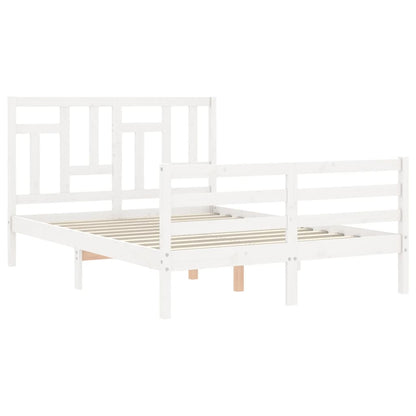 Estrutura de cama com cabeceira 140x200cm madeira maciça branco