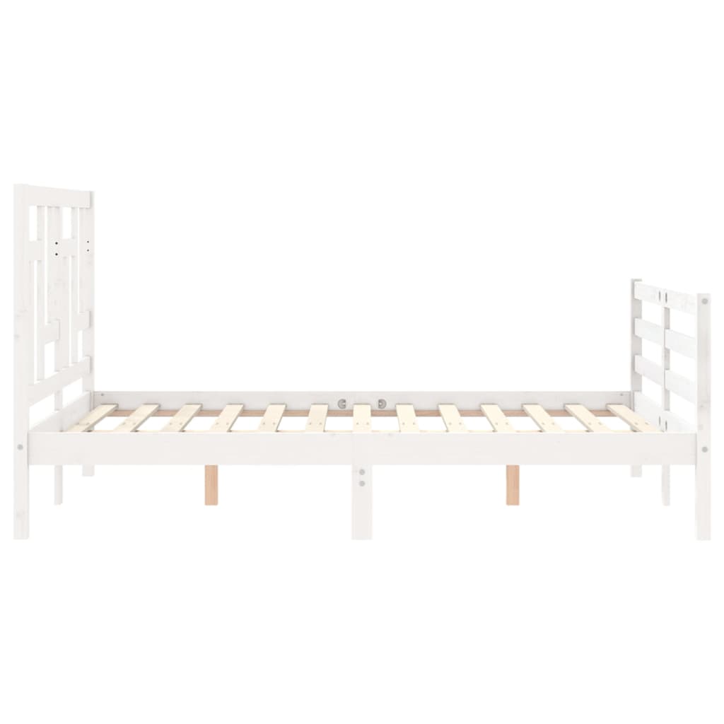 Estrutura de cama com cabeceira 140x200cm madeira maciça branco