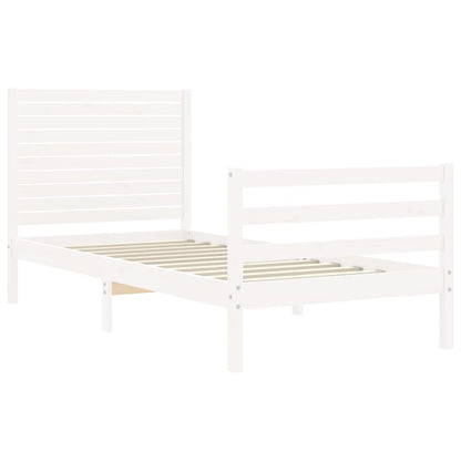 Estrutura de cama com cabeceira 100x200cm madeira maciça branco