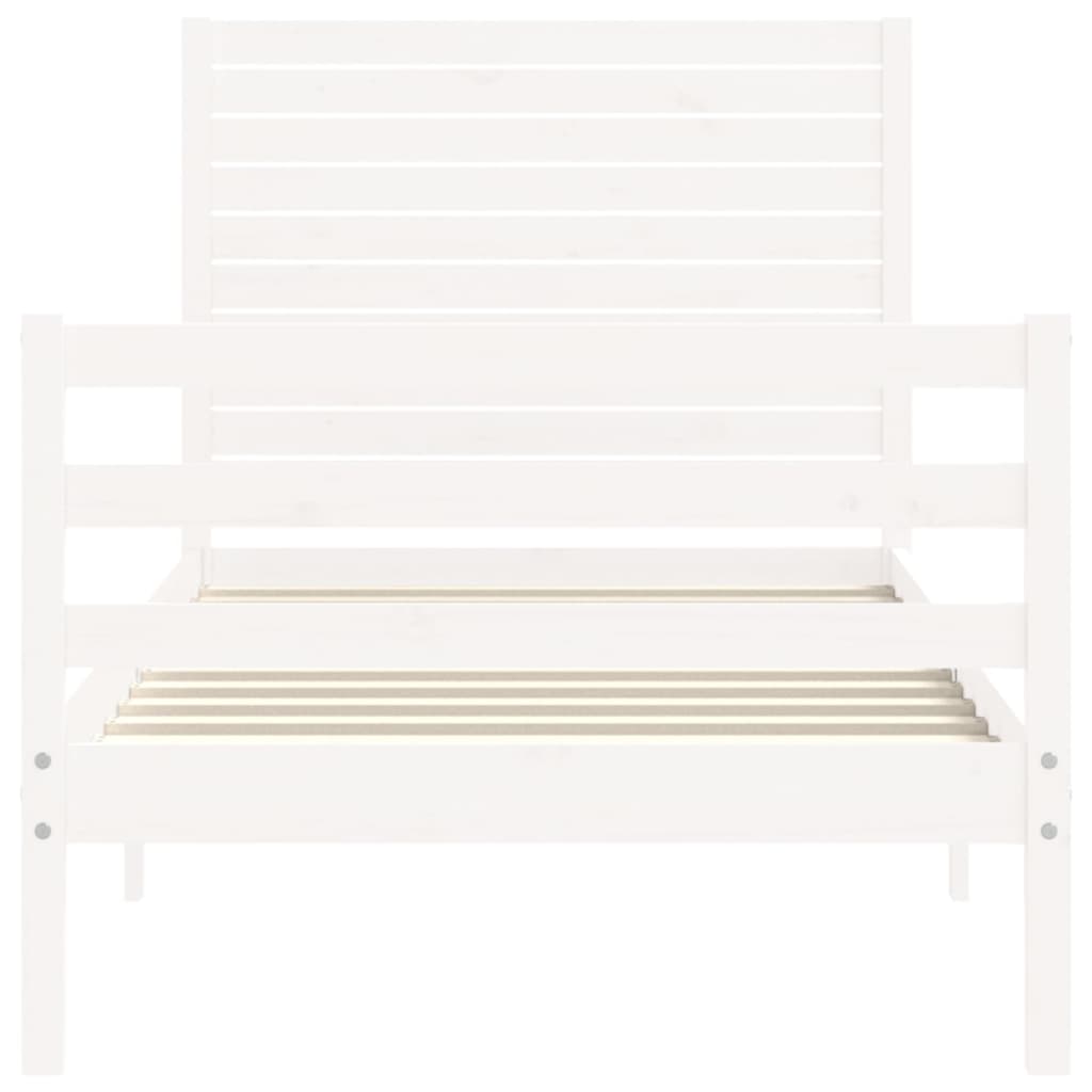 Estrutura de cama com cabeceira 100x200cm madeira maciça branco