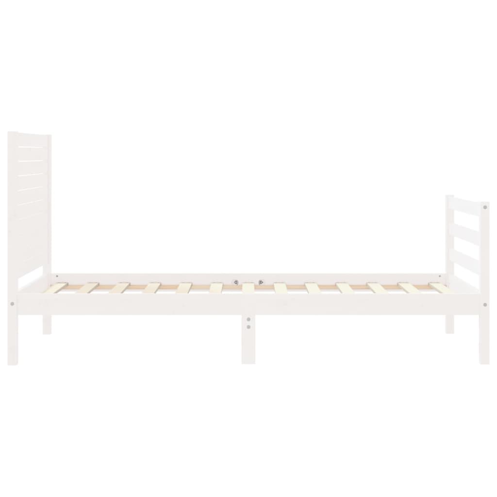 Estrutura de cama com cabeceira 100x200cm madeira maciça branco