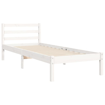 Estrutura de cama com cabeceira 100x200cm madeira maciça branco