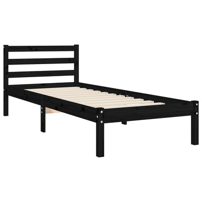 Estrutura de cama com cabeceira 100x200 cm madeira maciça preto