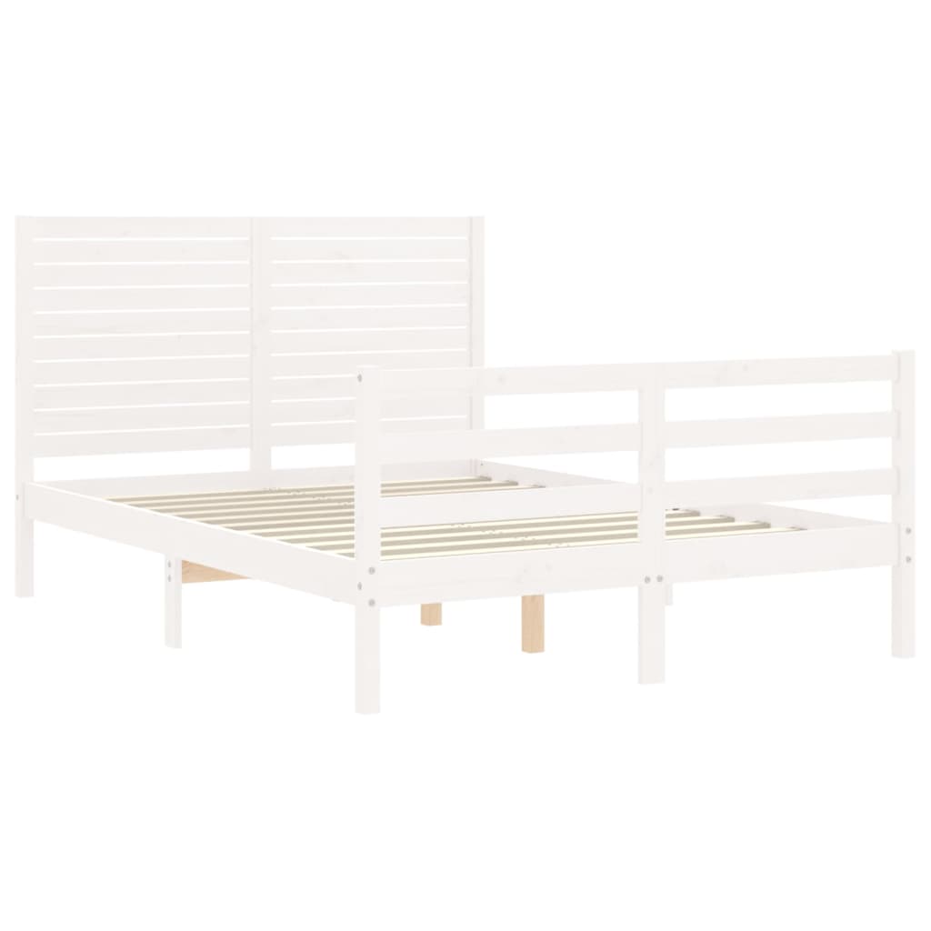 Estrutura de cama com cabeceira 120x200cm madeira maciça branco