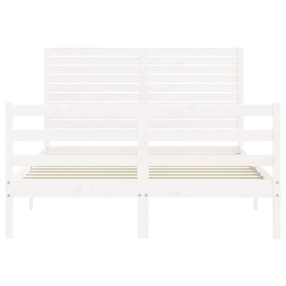 Estrutura de cama com cabeceira 120x200cm madeira maciça branco