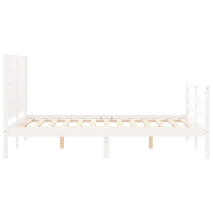 Estrutura de cama com cabeceira 120x200cm madeira maciça branco