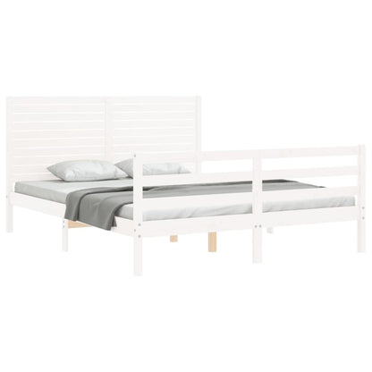 Estrutura de cama King Size com cabeceira madeira maciça branco