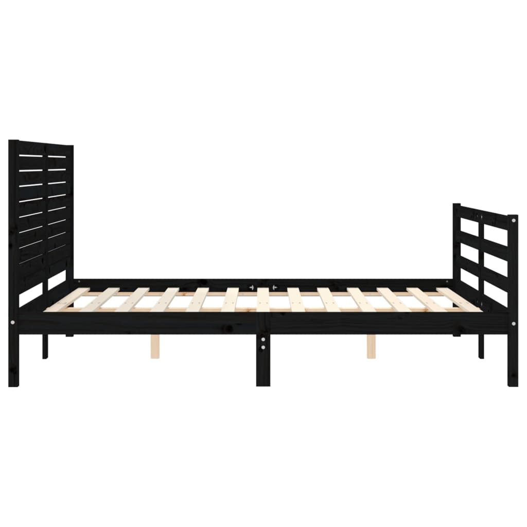 Estrutura de cama com cabeceira 160x200 cm madeira maciça preto