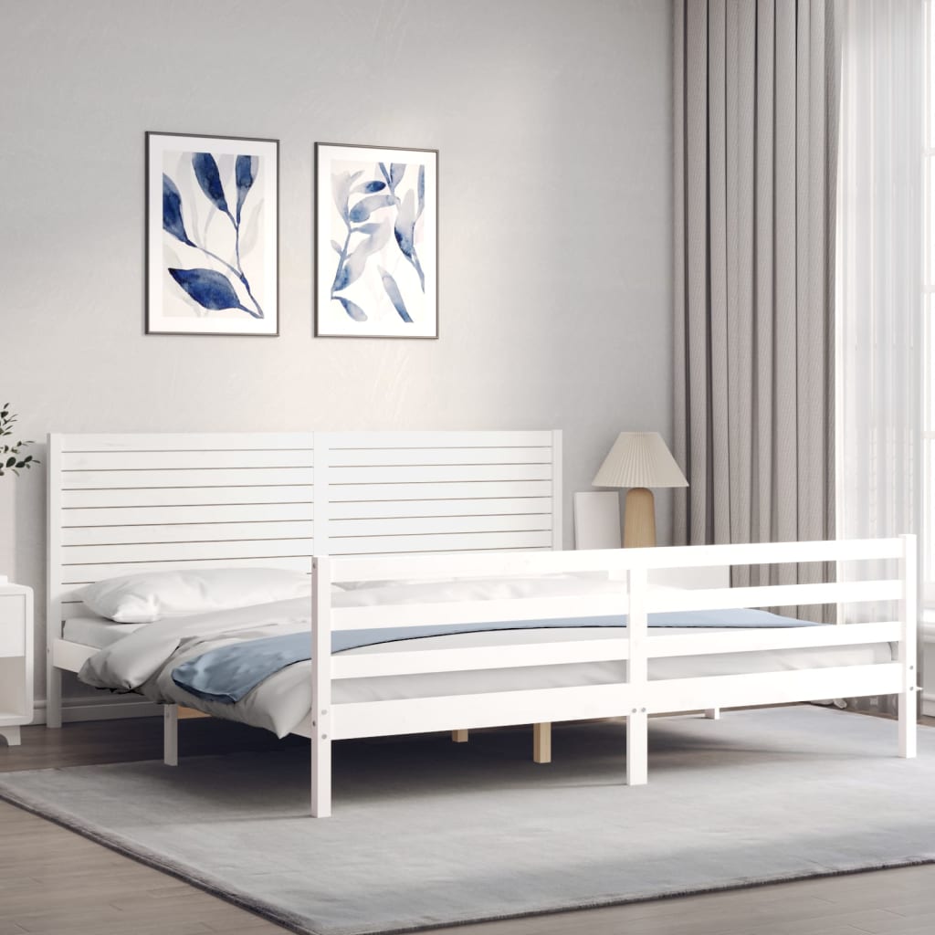 Estrutura cama Super King Size c/ cabeceira madeira branco