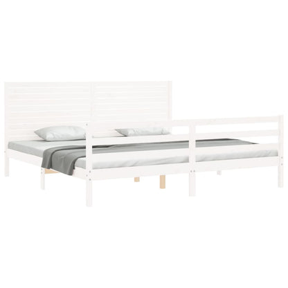 Estrutura cama Super King Size c/ cabeceira madeira branco