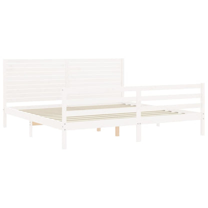 Estrutura cama Super King Size c/ cabeceira madeira branco