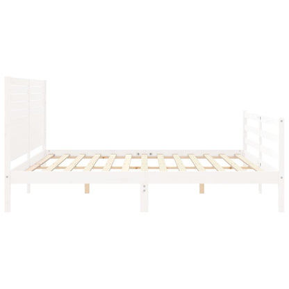 Estrutura cama Super King Size c/ cabeceira madeira branco