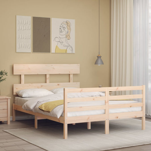 Estrutura de cama com cabeceira 140x190 cm madeira maciça