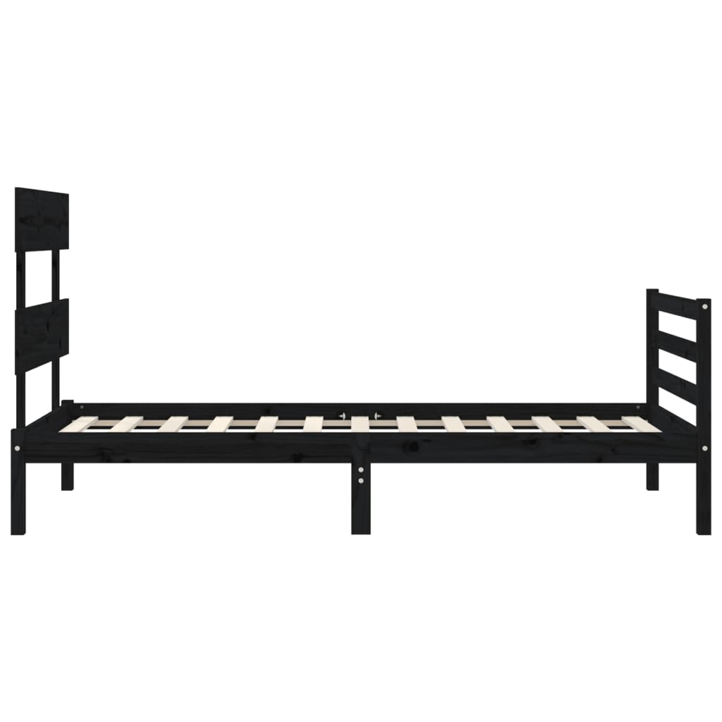 Estrutura de cama com cabeceira 90x200 cm madeira maciça preto