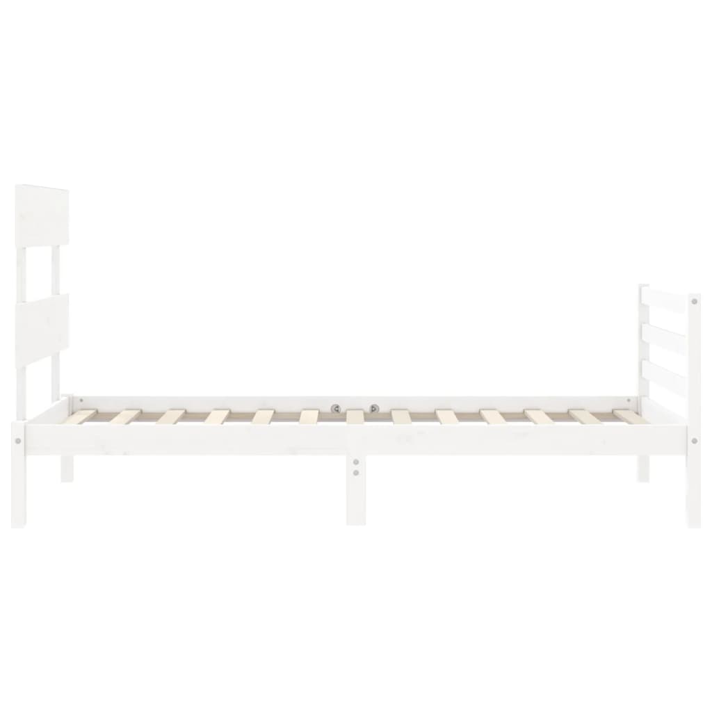 Estrutura de cama com cabeceira 100x200cm madeira maciça branco