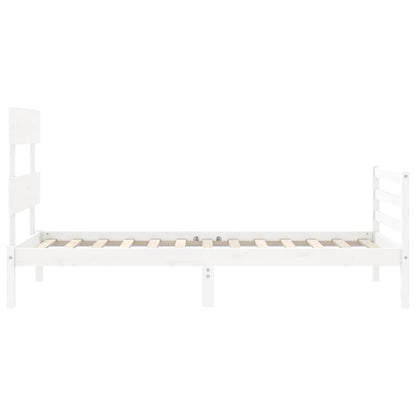 Estrutura de cama com cabeceira 100x200cm madeira maciça branco