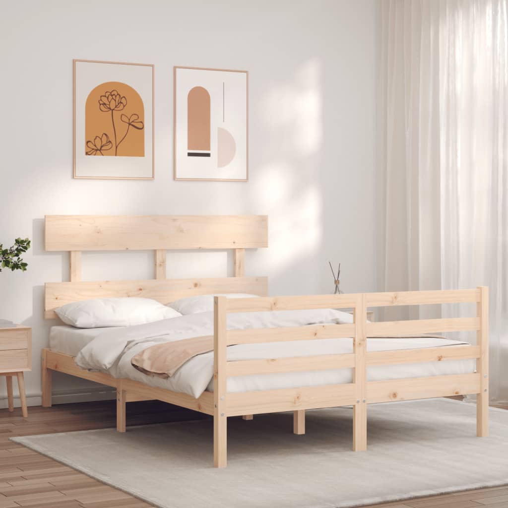 Estrutura de cama com cabeceira 120x200 cmmadeira maciça