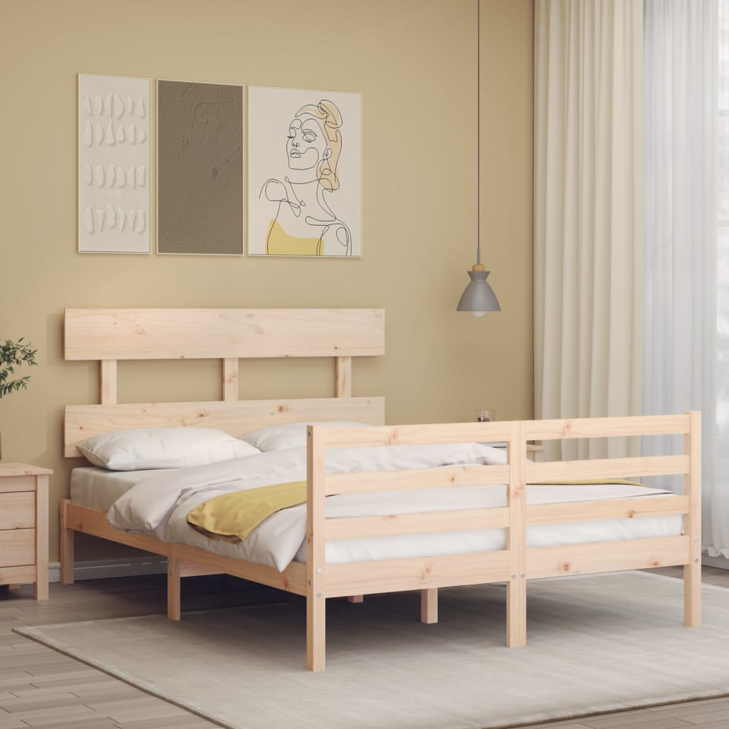 Estrutura de cama com cabeceira 120x200 cmmadeira maciça