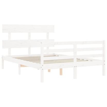 Estrutura de cama com cabeceira 120x200cm madeira maciça branco