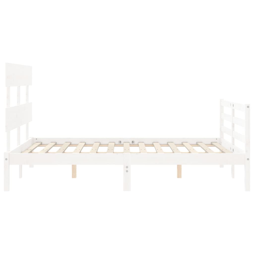 Estrutura de cama com cabeceira 120x200cm madeira maciça branco