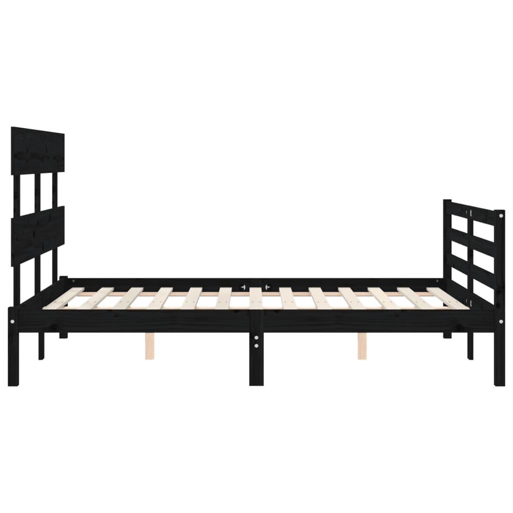 Estrutura de cama com cabeceira 120x200cm madeira maciçao preto