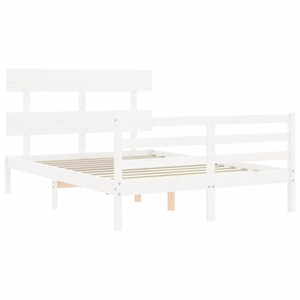 Estrutura de cama com cabeceira 140x200cm madeira maciça branco