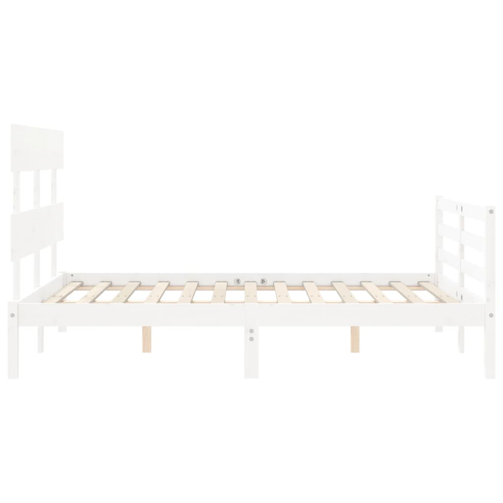 Estrutura de cama com cabeceira 140x200cm madeira maciça branco