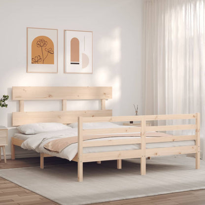 Estrutura de cama com cabeceira 160x200 cm madeira maciça