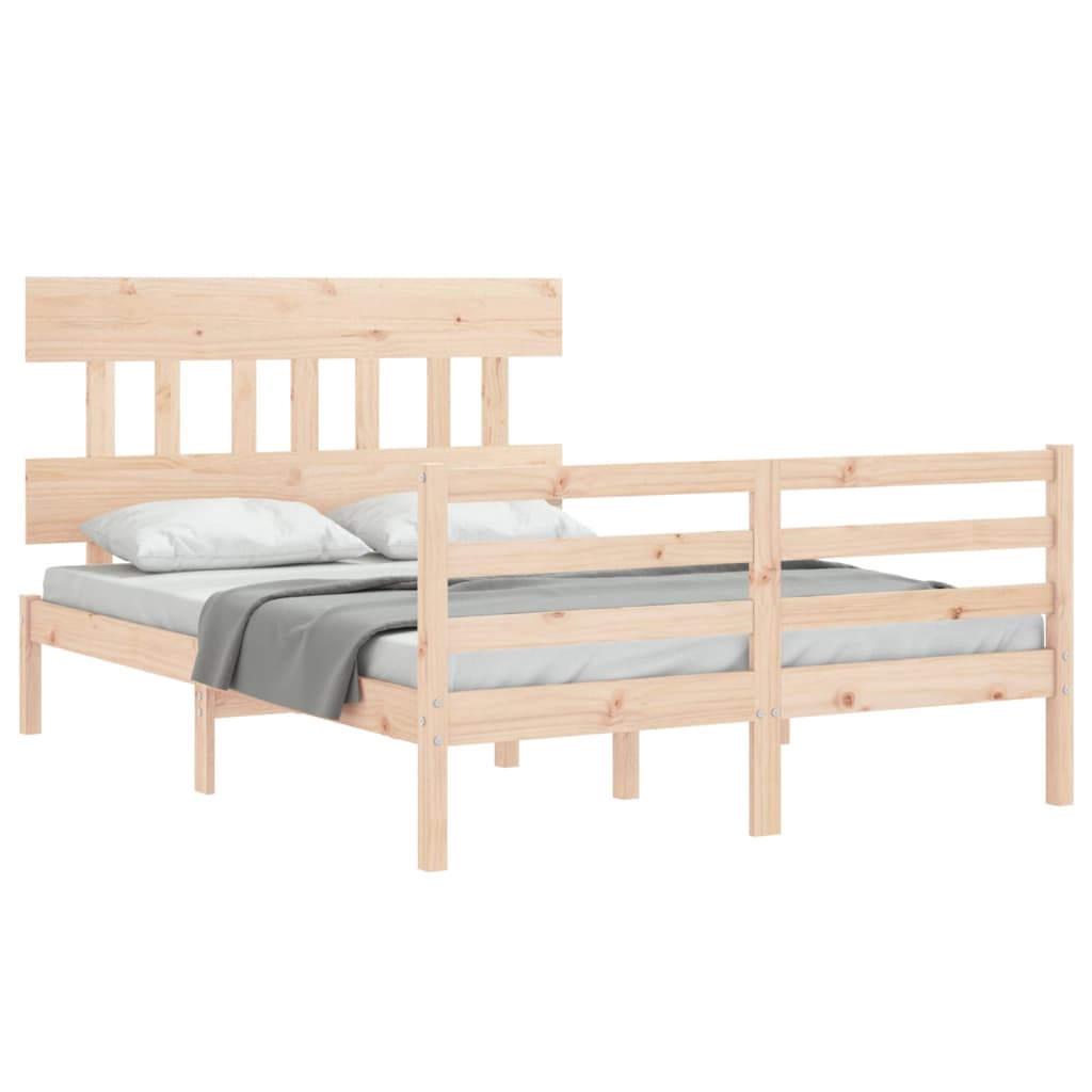 Estrutura de cama com cabeceira 140x190 cm madeira maciça