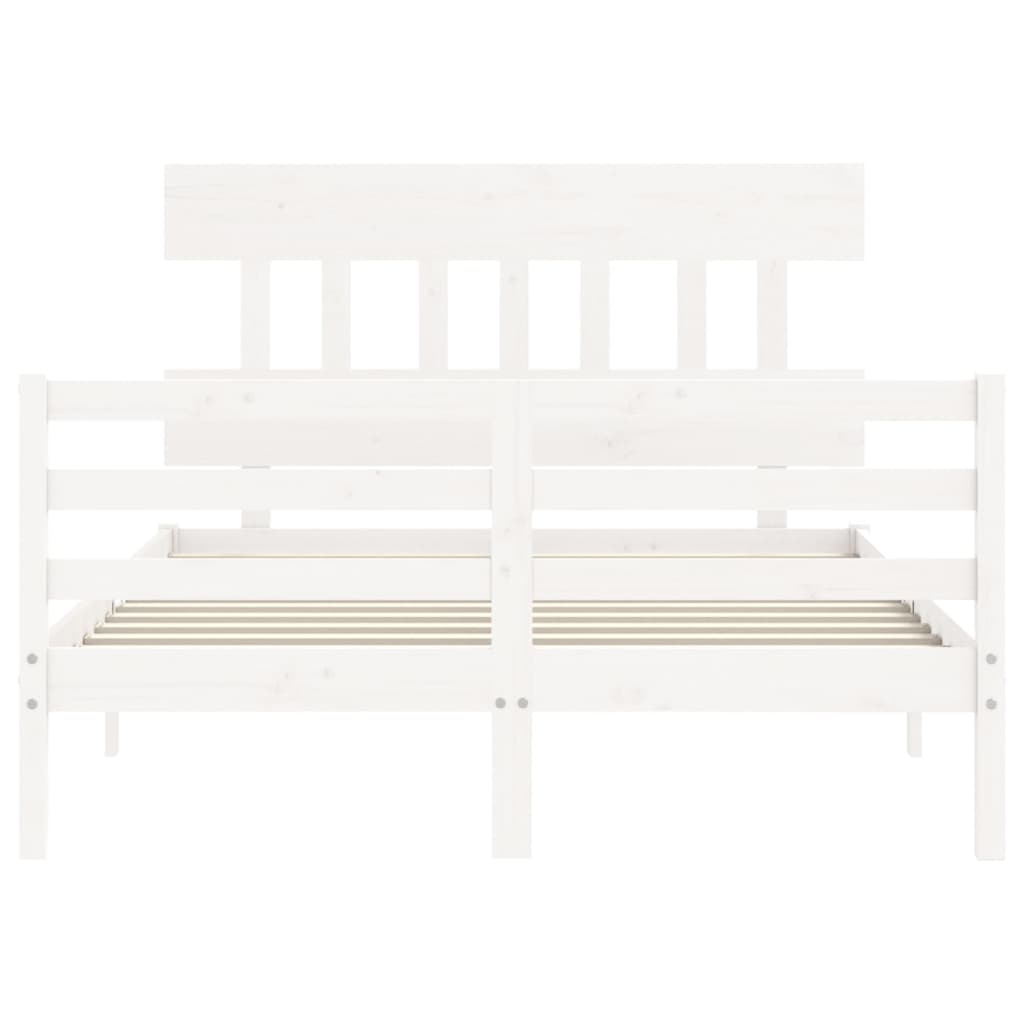 Estrutura de cama com cabeceira 140x190cm madeira maciça branco