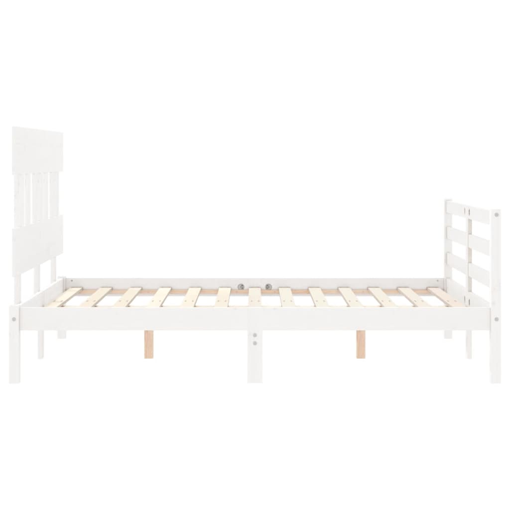 Estrutura de cama com cabeceira 140x190cm madeira maciça branco