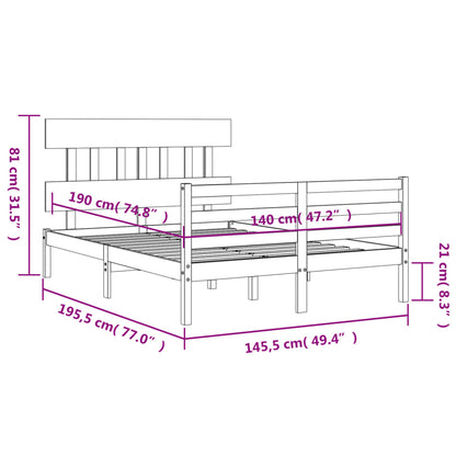 Estrutura de cama com cabeceira 140x190cm madeira maciça branco