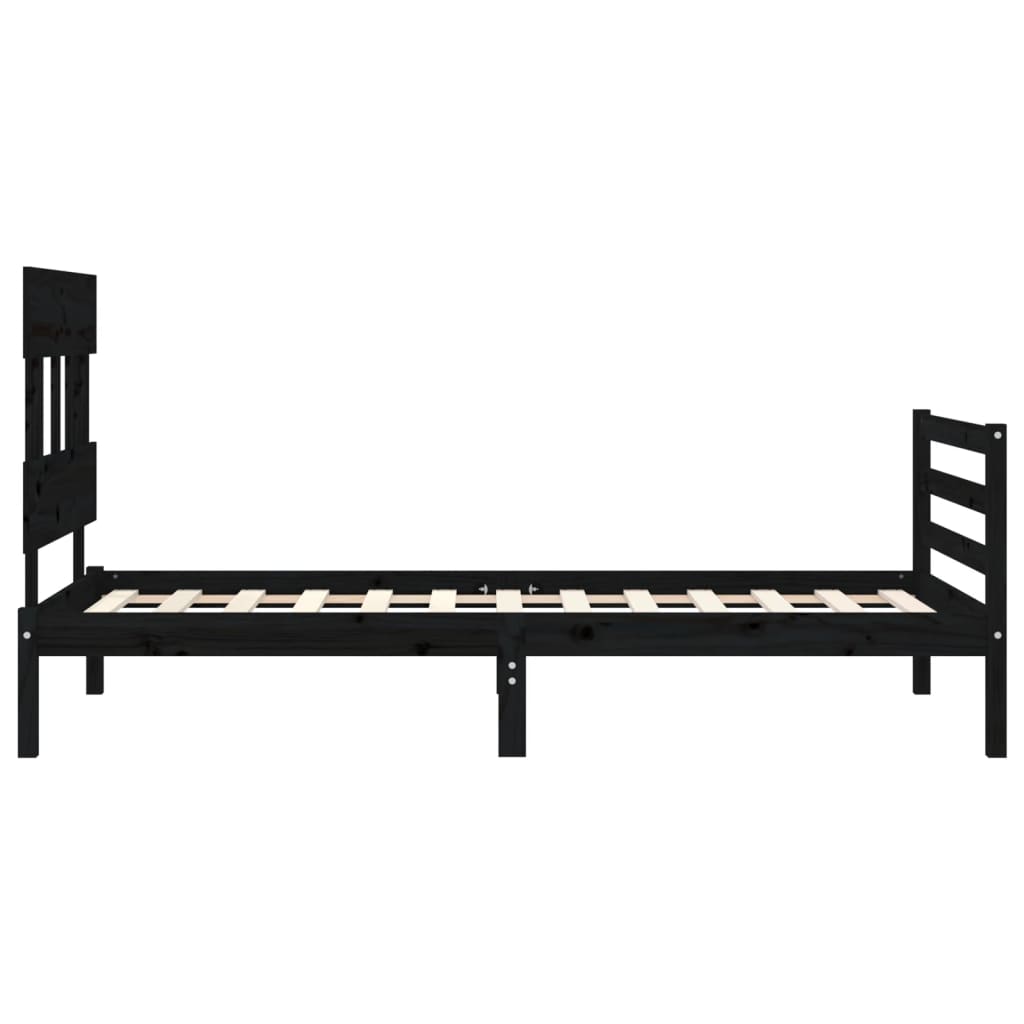 Estrutura de cama com cabeceira 90x200 cm madeira maciça preto