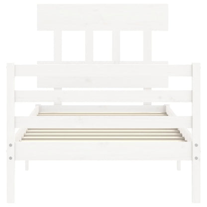 Estrutura de cama com cabeceira 100x200cm madeira maciça branco