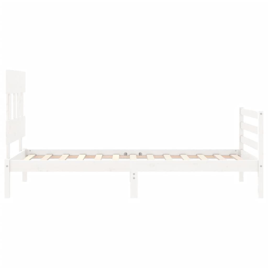 Estrutura de cama com cabeceira 100x200cm madeira maciça branco