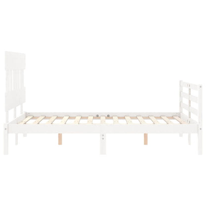 Estrutura de cama com cabeceira 140x200cm madeira maciça branco