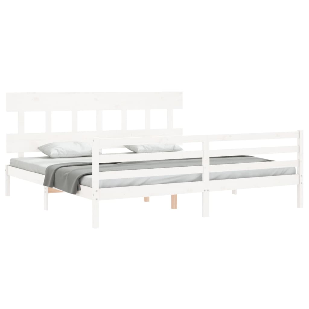 Estrutura cama Super King Size c/ cabeceira madeira branco