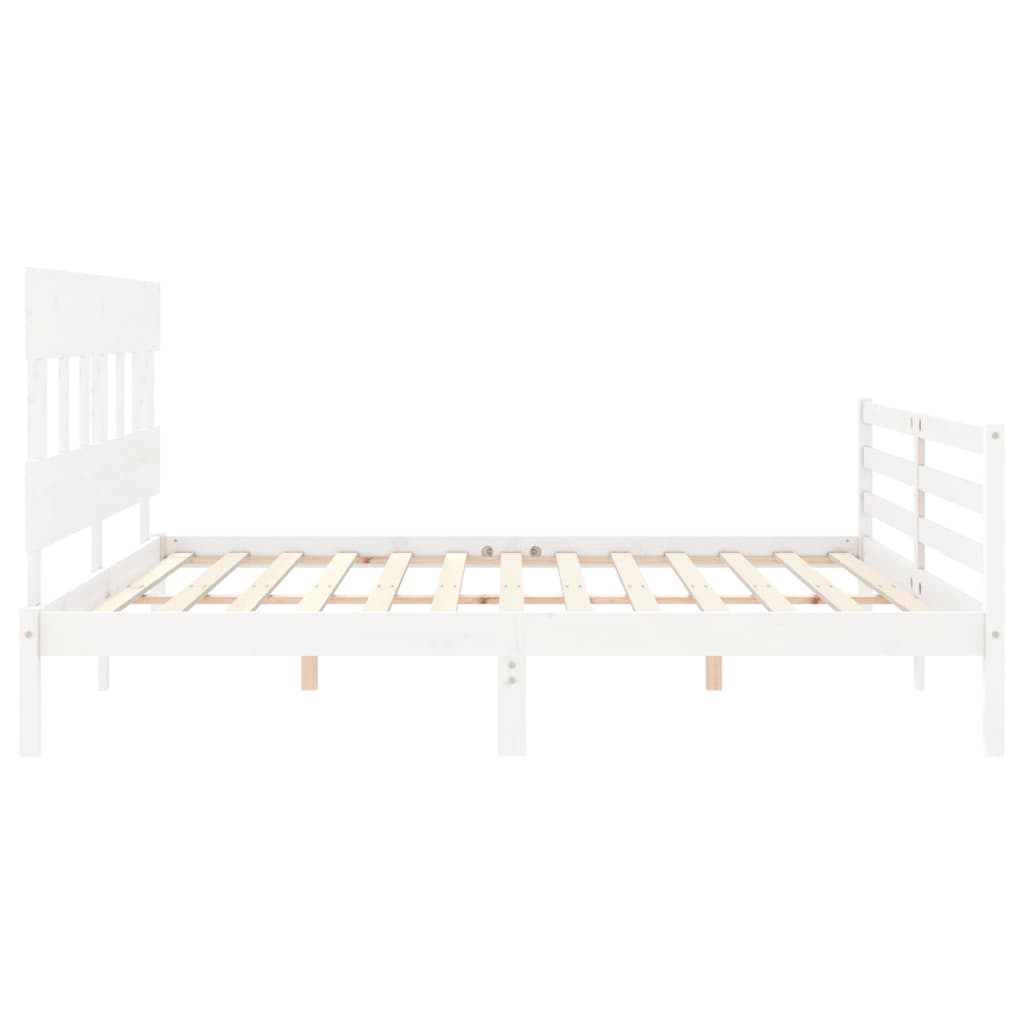 Estrutura cama Super King Size c/ cabeceira madeira branco