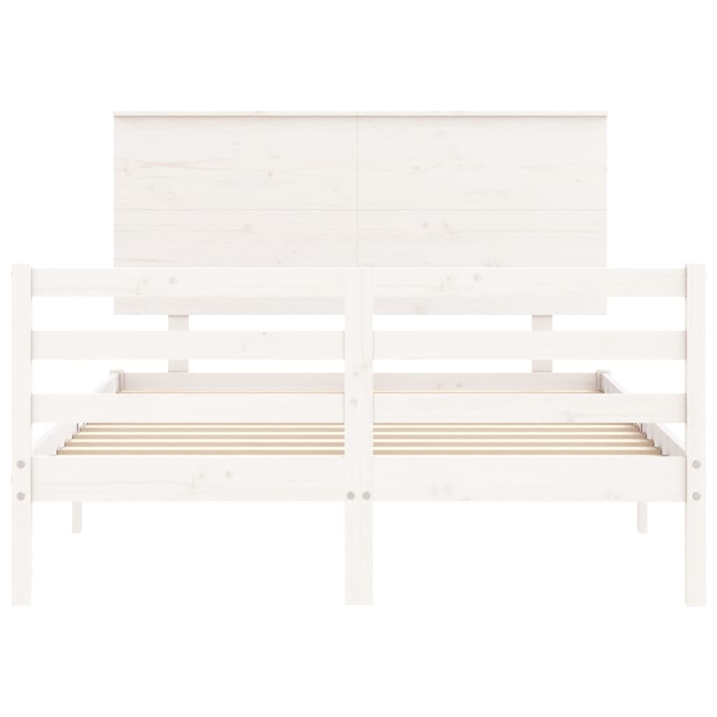 Estrutura de cama com cabeceira 140x190cm madeira maciça branco