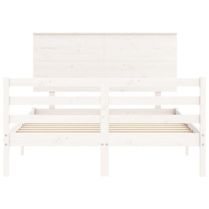 Estrutura de cama com cabeceira 140x190cm madeira maciça branco